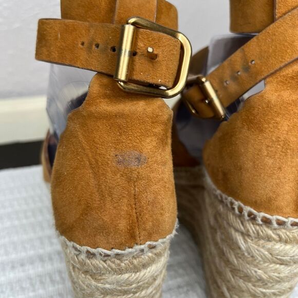 Chloe Lauren Reef Peep Toe Wedge Heel Suede Espadrille Wedge Sandal Size 7.5 - Picture 6 of 11